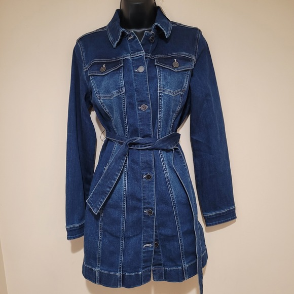 Susan Graver Jeans Dresses & Skirts - Susan Graver Jeans Denim Dress Button Down Long Sleeve Belted XS New Women